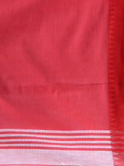 White & Red  cotton Silk Handloom  saree