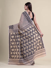 Off White & Black   Cotton Jamdani Saree