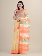 Yellow & Multi Cotton Jamdani Saree