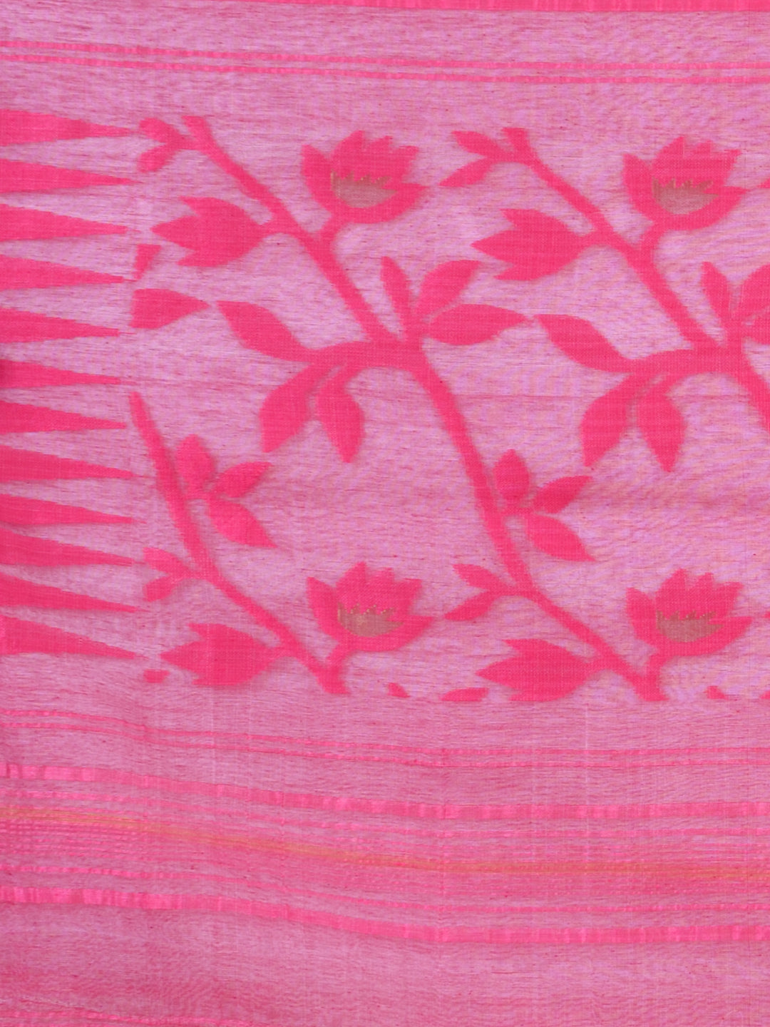 White & Pink Cotton Jamdani Saree