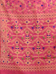 Pink & Multi pure cotton jamdani saree