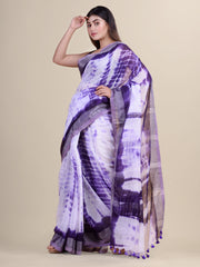 Purple  & White  handloom saree