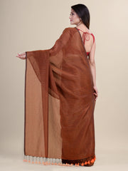 Brown & Golden  Cotton Handloom Saree