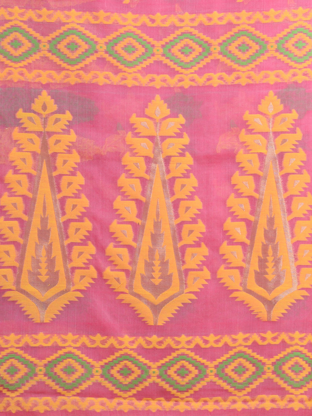 Pink & Yellow Cotton Jamdani Saree