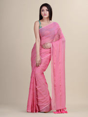 Pink  Cotton Handloom Saree