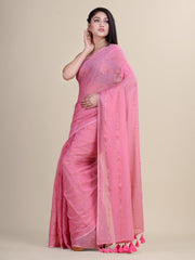 Pink  Cotton Handloom Saree