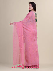 Pink  Cotton Handloom Saree