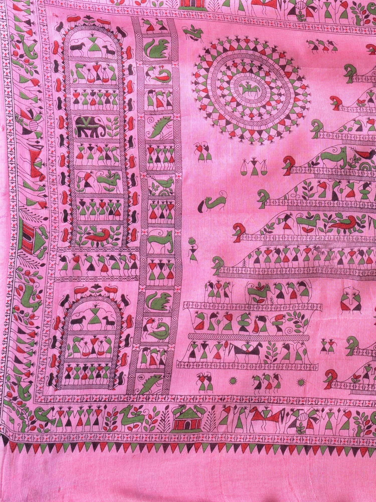 Pink  & Multi  Handloom  saree