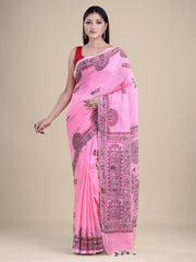 Pink  & Multi  Handloom  saree