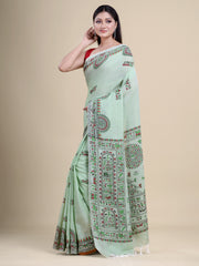 Green & Multi Handloom  saree