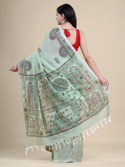 Green & Multi Handloom  saree