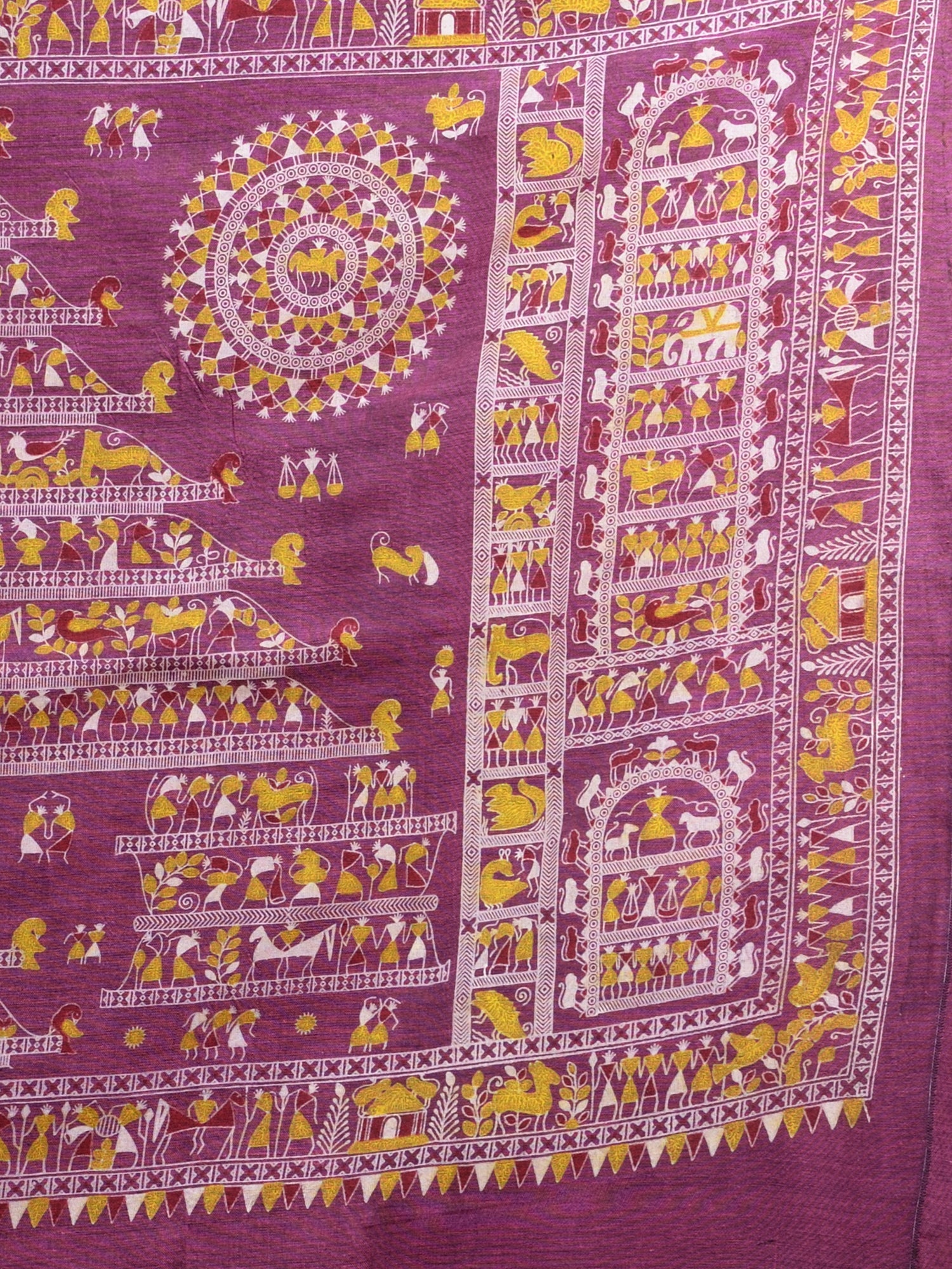 Magenta  & Multi  Handloom  saree