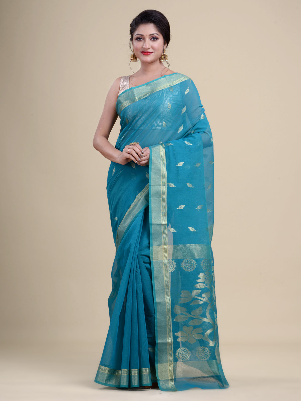 Green  & Golden  Silk Handloom  saree