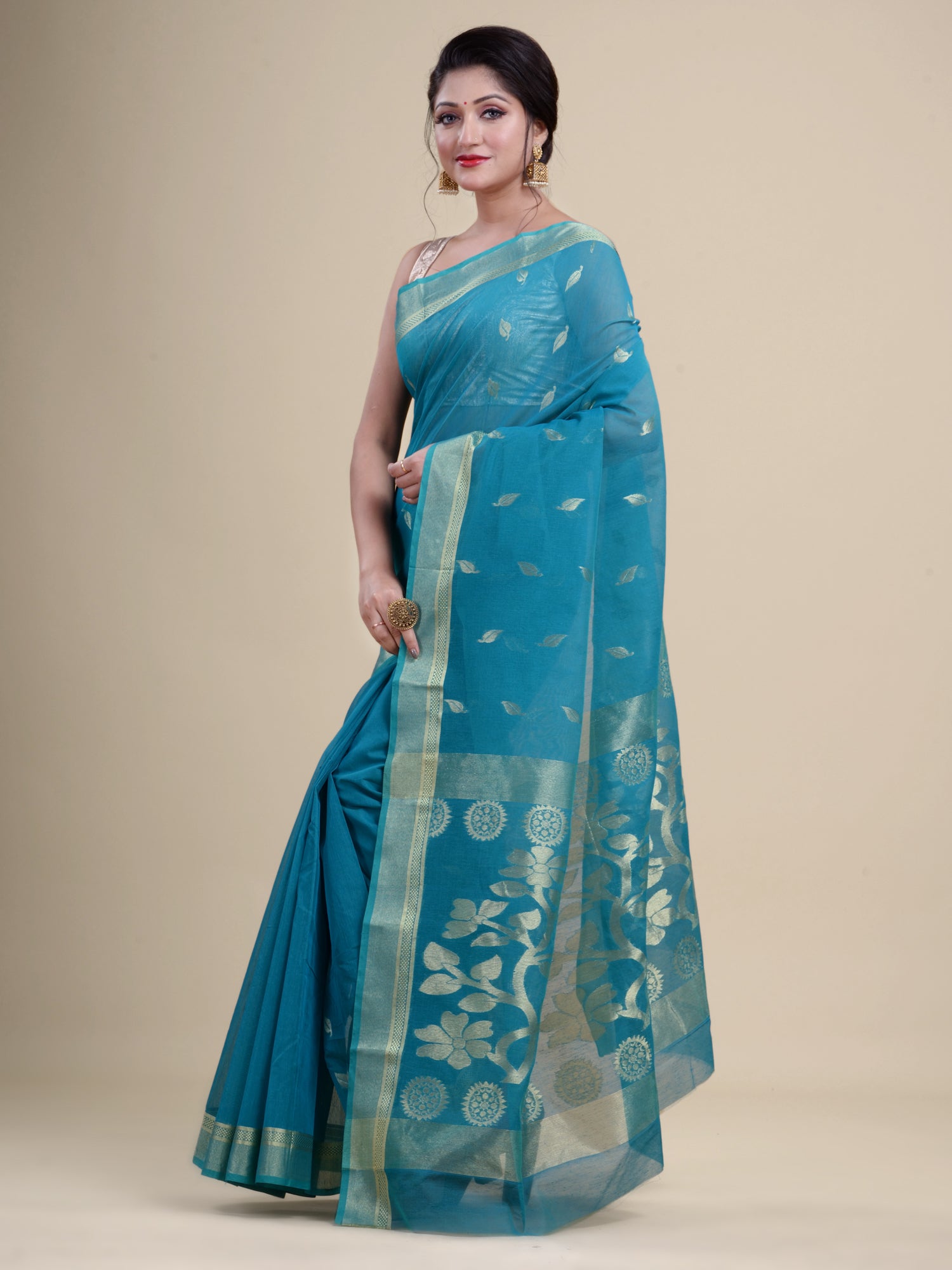 Green  & Golden  Silk Handloom  saree