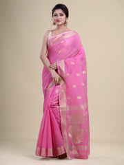 Pink  & Golden Silk  Handloom  saree