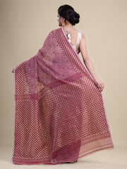 Maroon & Golden Cotton Jamdani Saree