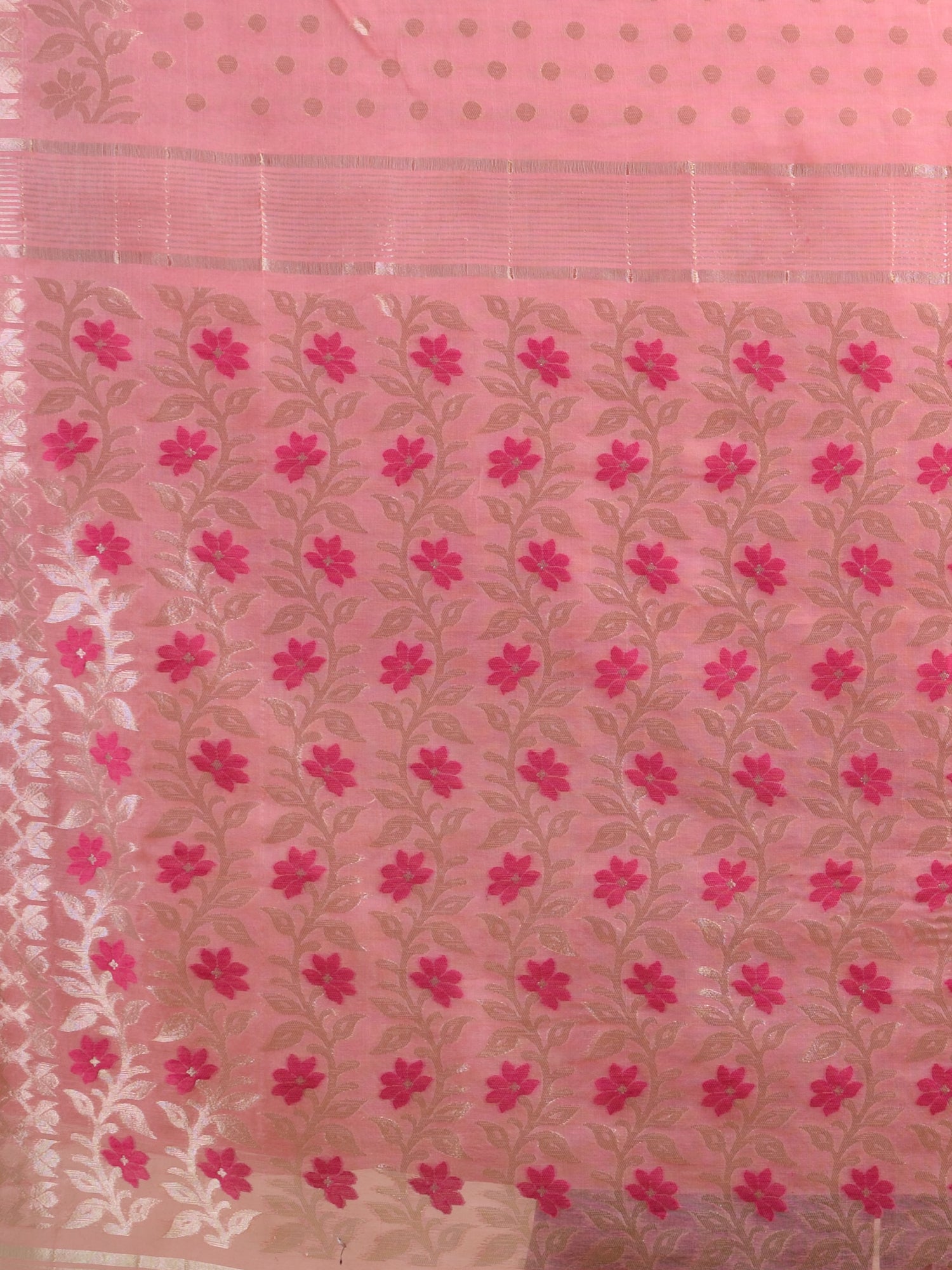 Peach & Golden cotton jamdani saree