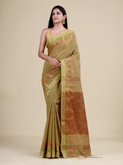 Golden & Brown Tissue Silk Handloom Saree