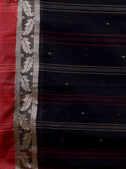 Black & Red pure cotton  taant saree