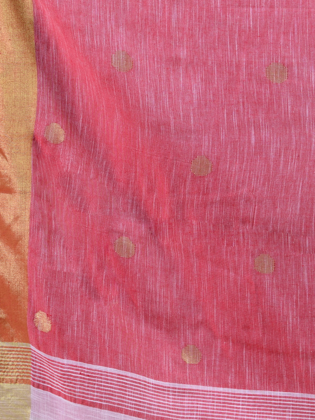 White & Red cotton handloom saree