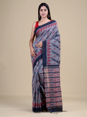 Grey & Brown Pure Cotton Handloom Saree