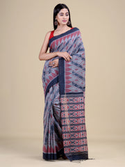 Grey & Brown Pure Cotton Handloom Saree