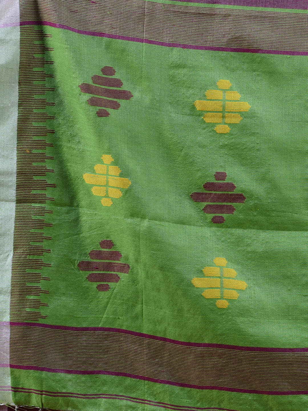 Purple & Green Silk Handloom Saree