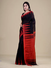 Black  & Red cotton handloom saree