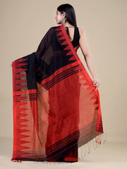 Black  & Red cotton handloom saree