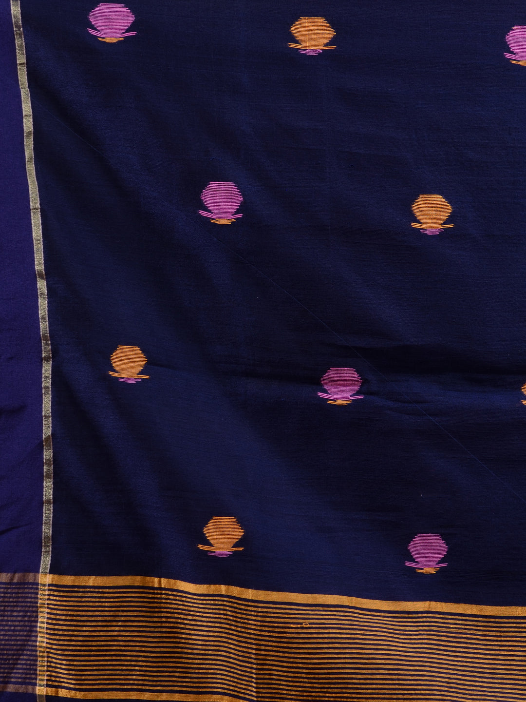 Mauve & Navy Blue Silk Blend Handloom Saree